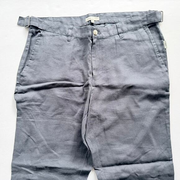 ONIA Mens' Straight-Leg 100% Linen Trousers Grey Size 34 Casual Flat Front - Picture 2 of 9